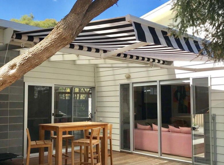 Folding arm awning installed by Victoria Blinds Geelong