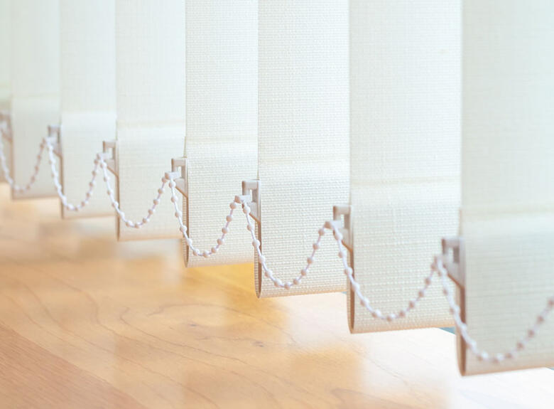 Bottom detail of vertical blinds